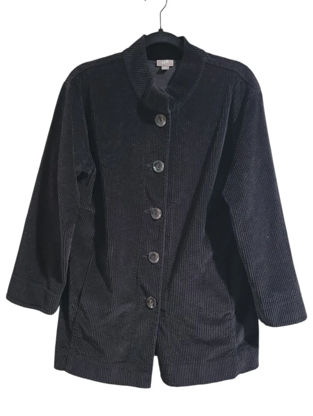J. Jill Lightweight Velvet Corduroy Jacket Mandarin Collar Size MP Buttons